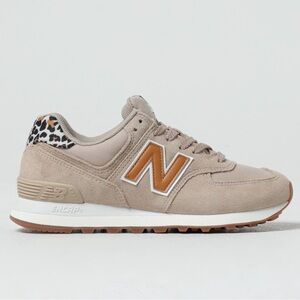 WMNS New Balance 574 Beige Leopard Print NB Running Shoe Casual Sneaker Size 8